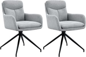 2er Set Esszimmerstuhl Somers Stoff hellgrau