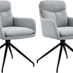 2er Set Esszimmerstuhl Somers Stoff hellgrau