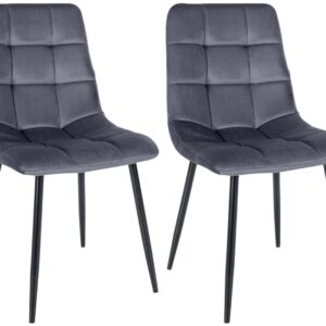 2er Set Esszimmerstuhl Tilde Samt dunkelgrau