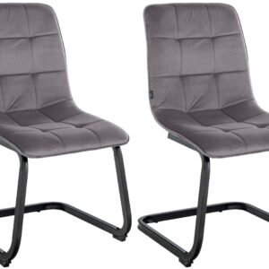 2er Set Esszimmerstuhl Vermont Samt dunkelgrau