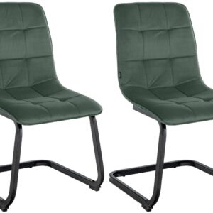 2er Set Esszimmerstuhl Vermont Samt dunkelgrün