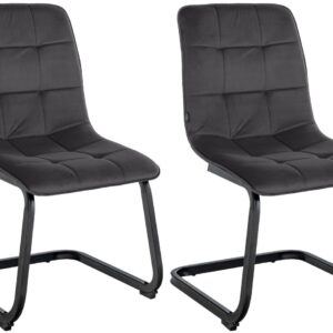 2er Set Esszimmerstuhl Vermont Samt schwarz