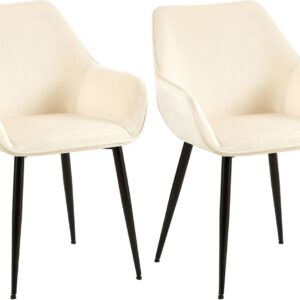 2er Set Esszimmerstuhl Vessa Samt creme
