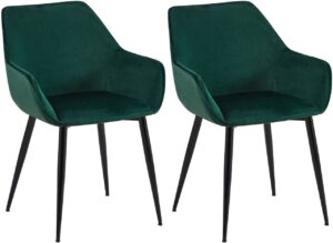 2er Set Esszimmerstuhl Vessa Samt gruen