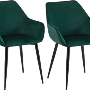 2er Set Esszimmerstuhl Vessa Samt grün