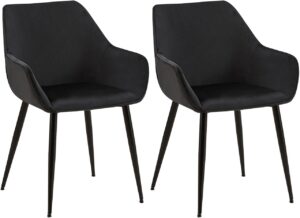 2er Set Esszimmerstuhl Vessa Samt schwarz