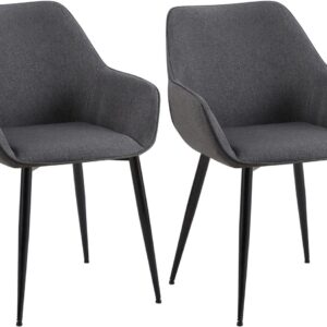 2er Set Esszimmerstuhl Vessa Stoff dunkelgrau