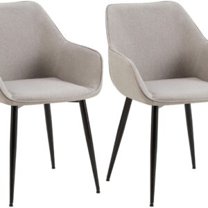 2er Set Esszimmerstuhl Vessa Stoff hellgrau