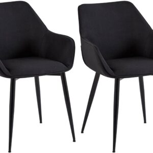 2er Set Esszimmerstuhl Vessa Stoff schwarz