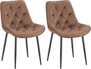 2er Set Esszimmerstuhl Wallace Samt braun