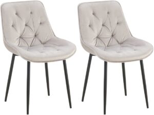 2er Set Esszimmerstuhl Wallace Samt grau