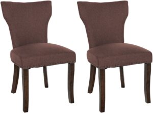 2er Set Esszimmerstuhl Zadar Stoff antik dunkel braun