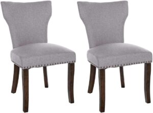 2er Set Esszimmerstuhl Zadar Stoff antik dunkel grau