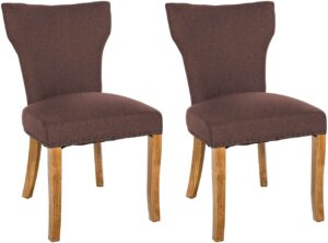 2er Set Esszimmerstuhl Zadar Stoff antik hell braun