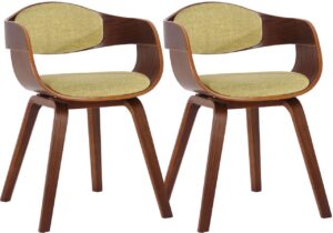 2er Set Stuehle Kingston Stoff walnusshellgruen
