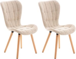 2er Set Stuhl Elda Stoff creme