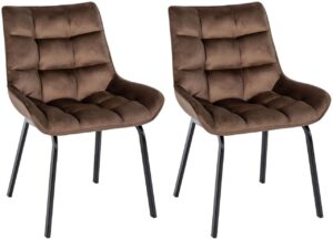 2er Set Stuhl Saranda Samt braun