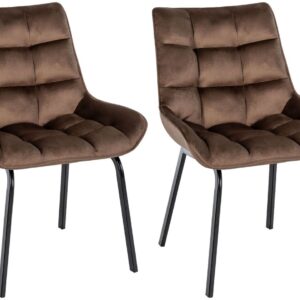 2er Set Stuhl Saranda Samt braun
