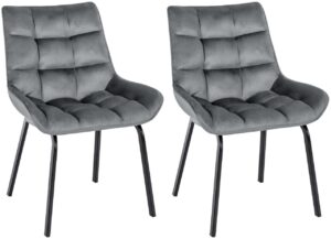 2er Set Stuhl Saranda Samt dunkelgrau
