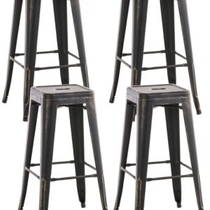 4er Set Barhocker Joshua antik schwarz-gold