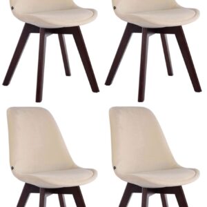 4er Set Besucherstühle Borneo V2 Samt walnuss creme