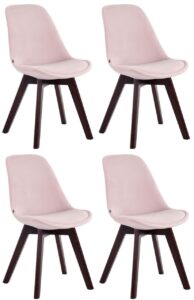 4er Set Besucherstuehle Borneo V2 Samt walnuss pink