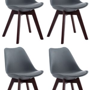 4er Set Besucherstühle Borneo V2 Walnuss Kunstleder grau