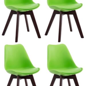 4er Set Besucherstühle Borneo V2 Walnuss Kunstleder grün