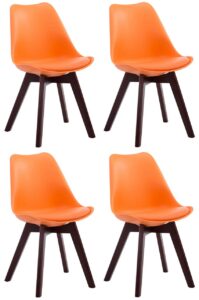 4er Set Besucherstuehle Borneo V2 Walnuss Kunstleder orange