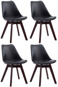 4er Set Besucherstuehle Borneo V2 Walnuss Kunstleder schwarz