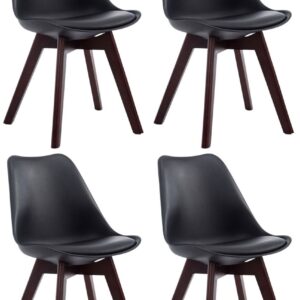 4er Set Besucherstühle Borneo V2 Walnuss Kunstleder schwarz