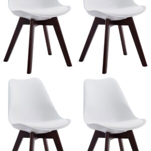 4er Set Besucherstühle Borneo V2 Walnuss Kunstleder weiß