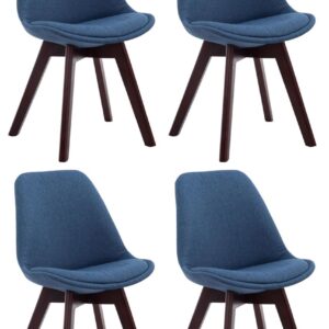 4er Set Besucherstühle Borneo V2 Walnuss Stoff blau