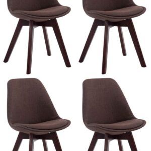 4er Set Besucherstühle Borneo V2 Walnuss Stoff braun