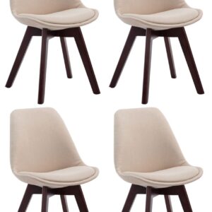 4er Set Besucherstühle Borneo V2 Walnuss Stoff creme