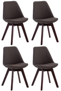 4er Set Besucherstuehle Borneo V2 Walnuss Stoff dunkelgrau
