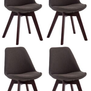 4er Set Besucherstühle Borneo V2 Walnuss Stoff dunkelgrau