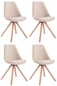 4er Set Besucherstuhl Toulouse Stoff Square Natura creme
