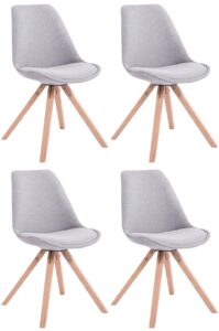 4er Set Besucherstuhl Toulouse Stoff Square Natura grau
