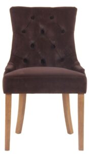 4er Set Esszimmerstuehle Aberdeen Samt antik hell braun