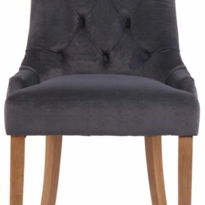 4er Set Esszimmerstühle Aberdeen Samt antik-hell dunkelgrau