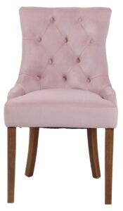 4er Set Esszimmerstuehle Aberdeen Samt antik hell pink