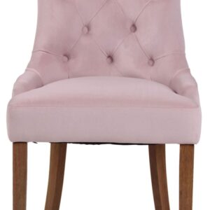 4er Set Esszimmerstühle Aberdeen Samt antik-hell pink