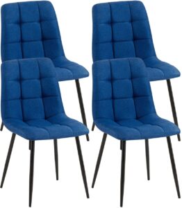 4er Set Esszimmerstuehle Antibes Stoff blau