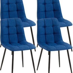 4er Set Esszimmerstühle Antibes Stoff blau