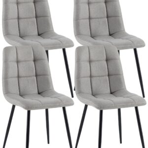 4er Set Esszimmerstühle Antibes Stoff hellgrau