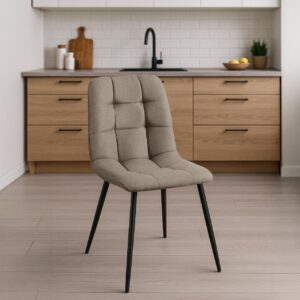 4er Set Esszimmerstühle Antibes Stoff taupe