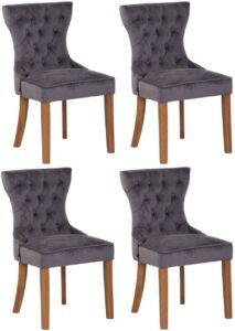 4er Set Esszimmerstuehle Franca Samt antik hell dunkelgrau