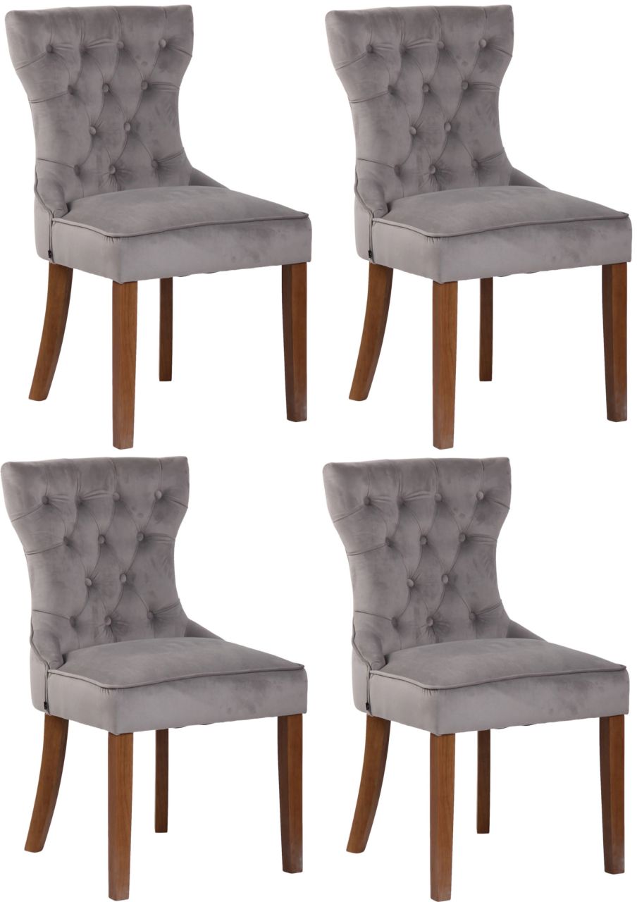 4er Set Esszimmerstühle Franca Samt antik-hell grau 1 4er Set Esszimmerstühle Franca Samt antik-hell grau