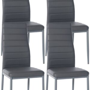 4er Set Esszimmerstühle Mayfair Kunstleder grau